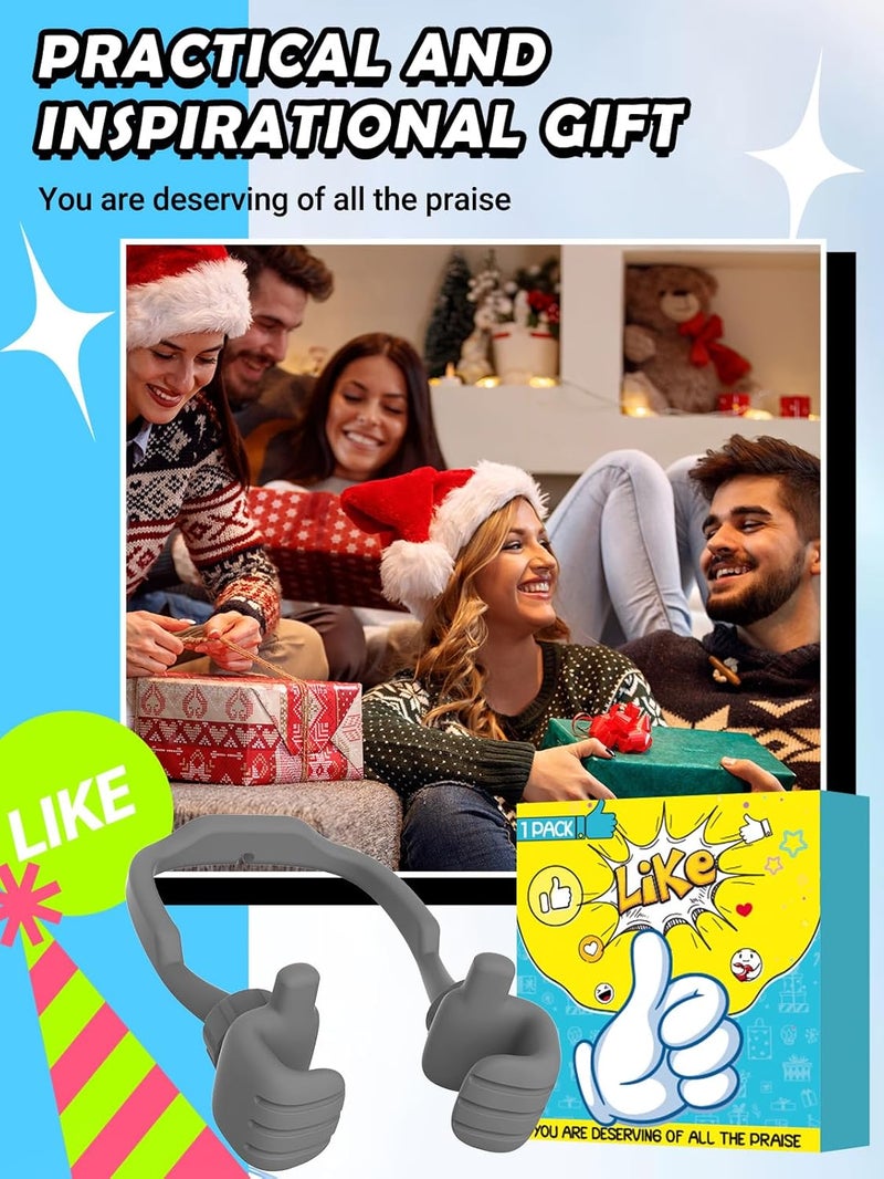 CALDEVER Stocking Stuffers for Teens Boys Girls Cell Phone Stand: Upgrade Adjustable Thumbs Up Lazy Phone Holder for Desk Fun Birthday Gifts for Grandma Adults Husband from Wife (Grey, 1) - Image 2